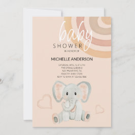 かわいい赤面ゾウ水彩イラストレーション 招待状