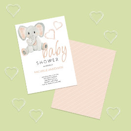 かわいい赤面ゾウ水彩イラストレーション 招待状