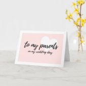 かわいい赤面ハート「私の結婚式の日に私の両親へ」 カード (黄色い花)