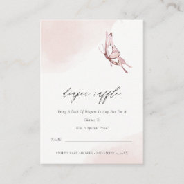 かわいい赤面バタフライおむつラッフルベビーシャワー エンクロージャーカード