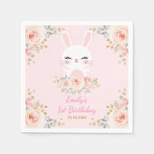 かわいい赤面バニーラビットフローラバースデーパーティー スタンダードカクテルナプキン (正面)