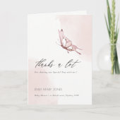 かわいい赤面パインウォーターカラーバタフライベビーシャワー サンキューカード (正面)