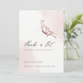 かわいい赤面パインウォーターカラーバタフライベビーシャワー サンキューカード (スタンド正面)