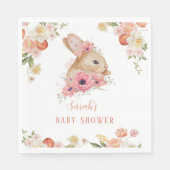 かわいい赤面ピンクのフローラバニー赤ちゃんシャワー スタンダードランチョンナプキン (正面)