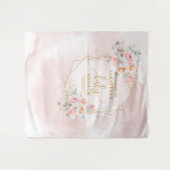 かわいい赤面ピンクのフローラ赤ちゃんシャワー背景 タペストリー (正面(横))