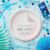 かわいい赤面ピンクの水色バタフライベビーシャワー ペーパープレート (パーティー)