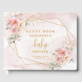 かわいい赤面ピンクの花ベビーシャワーゲストブック ゲストブック (正面)