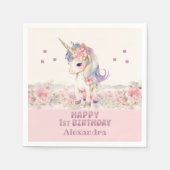 かわいい赤面ピンクガールユニコーン1歳 スタンダードカクテルナプキン (正面)
