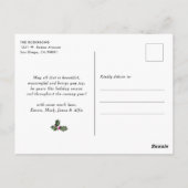 かわいい赤面ピンクグリーナリーアーチフォトホリデー ポストカード (裏面)