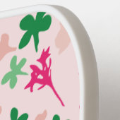 かわいい赤面ピンクグリーン植物園フローラ ピックルボールラケット (左詳細)