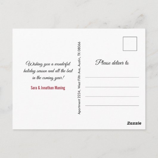 かわいい赤面ピンクシルバーグリッタークリスマス新年 ポストカード (裏面)