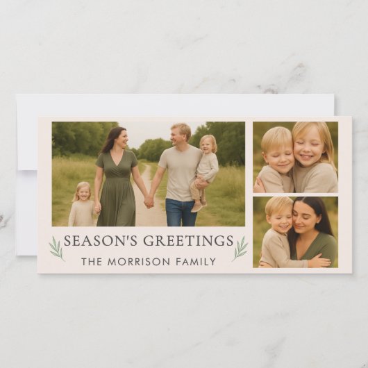 かわいい赤面ピンクシーズンの挨拶の写真 シーズンカード (正面)