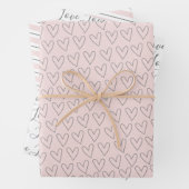 かわいい赤面ピンクタイポグラフィハートバレンタイン ラッピングペーパーシート (インサイチュ)