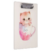 かわいい赤面ピンクチビ(小さくかわいく書いた感じ)猫 クリップボード (右)