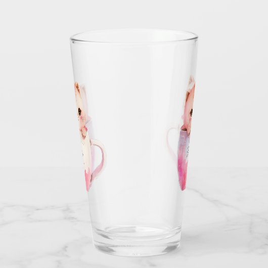 かわいい赤面ピンクチビ（小さくかわいく書いた感じ）猫 タンブラーグラス (右)