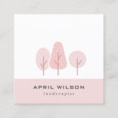 かわいい赤面ピンクツリートリオ造園サービス スクエア名刺 (正面)