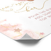 かわいい赤面ピンクテディベアバルーンmom-osaバー ポスター (角)