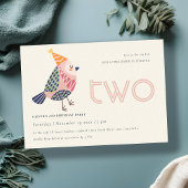 かわいい赤面ピンクバーディエイジ2歳の誕生日招待状 サンキューカード