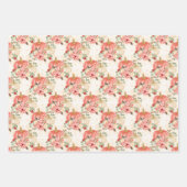かわいい赤面ピンクピーチクリームウォーターカラーパンプキン ラッピングペーパーシート (正面2)