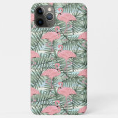 かわいい赤面ピンクフラミンゴズパームリーファートパターン Case-Mate iPhoneケース (裏面)