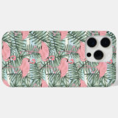 かわいい赤面ピンクフラミンゴズパームリーファートパターン Case-Mate iPhoneケース (裏面 (横))