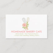 かわいい赤面ピンクフローラケーキベーカリーケータリング 名刺 (正面)