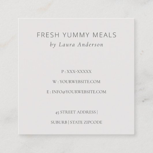 かわいい赤面ピンクフローラケーキミキサーベーカリーありがとう スクエア名刺 (裏面)