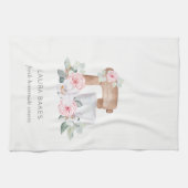 かわいい赤面ピンクフローラケーキミキサーベーカリーケータリング キッチンタオル (横)