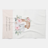 かわいい赤面ピンクフローラケーキミキサーベーカリーケータリング キッチンタオル (横)