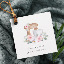 かわいい赤面ピンクフローラケーキミキサーベーカリーケータリング フェイバータグ