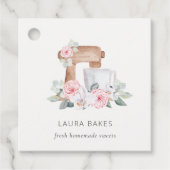 かわいい赤面ピンクフローラケーキミキサーベーカリーケータリング フェイバータグ (正面)