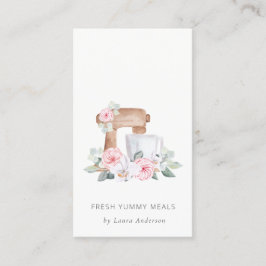 かわいい赤面ピンクフローラケーキミキサーベーカリーケータリング 名刺