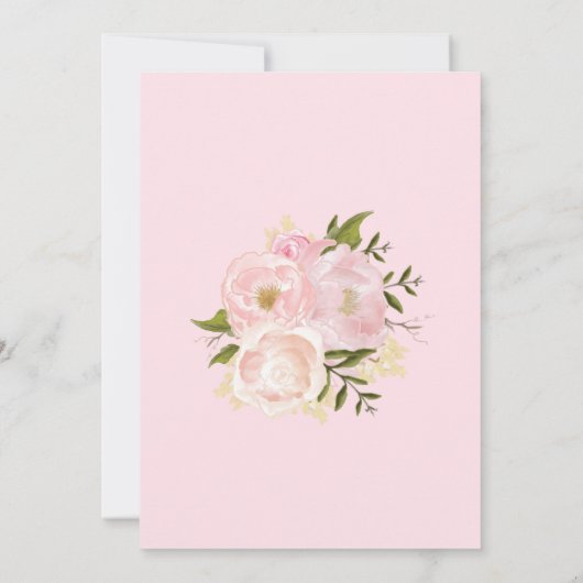 かわいい赤面ピンクフローラゾウ誕生日パーティー 招待状 (裏面)