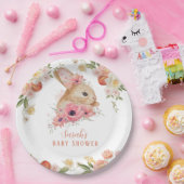 かわいい赤面ピンクフローラバニーベビーシャワー紙Pla ペーパープレート (パーティー)