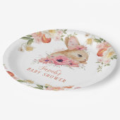 かわいい赤面ピンクフローラバニーベビーシャワー紙Pla ペーパープレート (アングル)