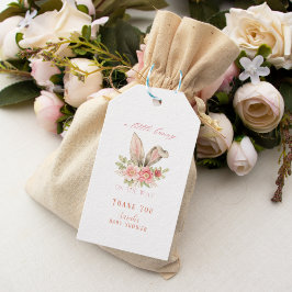 かわいい赤面ピンクフローラバニーベビーシャワー ギフトタグ