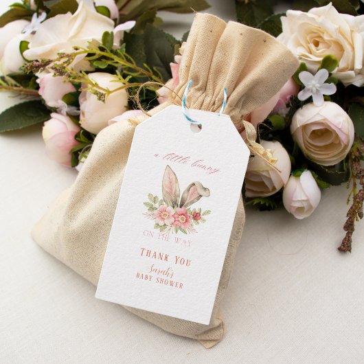 かわいい赤面ピンクフローラバニーベビーシャワー ギフトタグ