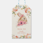 かわいい赤面ピンクフローラバニーベビーシャワー ギフトタグ (正面)