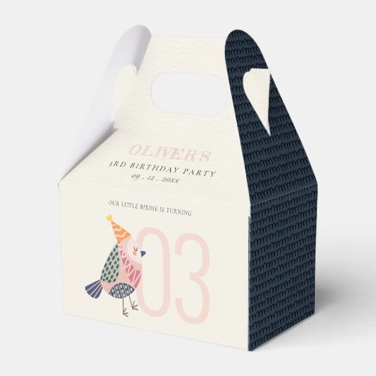 かわいい赤面ピンクブルーバーディエイジ誕生日 フェイバーボックス (正面サイド)