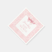 かわいい赤面ピンクボウリボン甘いベビーガールシャワー スタンダードカクテルナプキン (角)