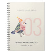 かわいい赤面ピンクボホバーディエイジ誕生日 ノートブック (正面)