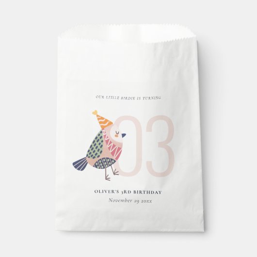 かわいい赤面ピンクボホバーディエイジ誕生日 フェイバーバッグ (正面)