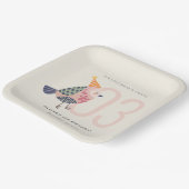 かわいい赤面ピンクボホバーディエイジ誕生日 ペーパープレート (傾斜あり)