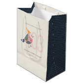 かわいい赤面ピンクボホバーディエイジ誕生日 ミディアムペーパーバッグ (正面アングル)