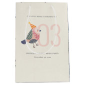 かわいい赤面ピンクボホバーディエイジ誕生日 ミディアムペーパーバッグ (正面)