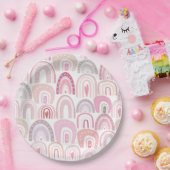 かわいい赤面ピンクボホレインボーパターン ペーパープレート (パーティー)