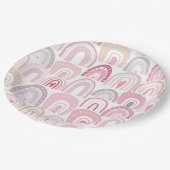 かわいい赤面ピンクボホレインボーパターン ペーパープレート (アングル)