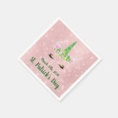 かわいい赤面ピンクユニコーンセントパトリックの日パーティー スタンダードカクテルナプキン (角)