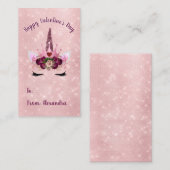かわいい赤面ピンクユニコーンバレンタインデーパーティー ノートカード (正面/裏面)