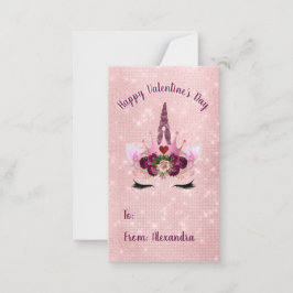 かわいい赤面ピンクユニコーンバレンタインデーパーティー ノートカード